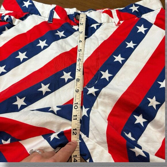 Royal & Awesome Golf Shorts Pars and Stripes Red White Blue Stars Flag Size 36 - Picture 3 of 8